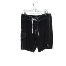 Ezekiel Men's Board Shorts Black Size 34 Swim Trunks Lace Up Waist Side Pocket