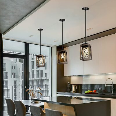 DEWENWILS Farmhouse Pendant Light Metal Dining Hall Hanging Light Fixture 1 Pack