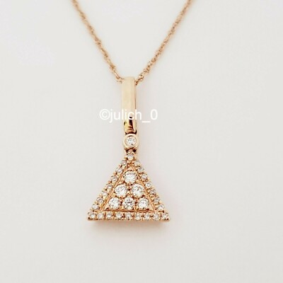 MARCO MOORE 14K Solid Rose Gold & Diamond 0.21TCW Triangle Pendant Necklace $915