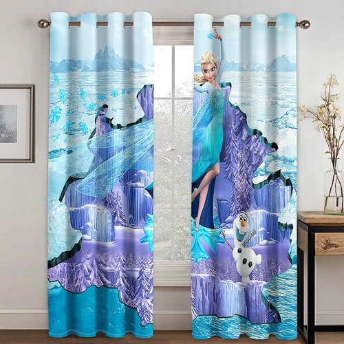 Mädchen Schlafzimmer Vorhänge Ösen Frozen Elsa Anna Verdunklung Vorhang UVSchutz - Bild 2 von 106