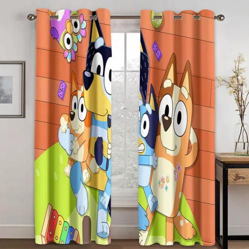Bingo Bluey Pair Thick Blackout Bedroom Curtains Thermal Ring Top Eyelet Gift UK - Picture 11 of 20