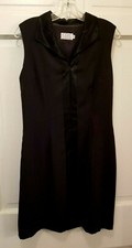 NEW LBD Little Black Dress Tuxedo Style Black Satin Trim Women 10 Sleeveless