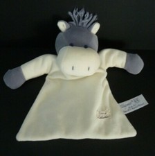 X5: DOUDOU PLAT TIAMO COLLECTION CHEVAL GRIS BLEU BLANC GRELOT - ETAT NEUF *