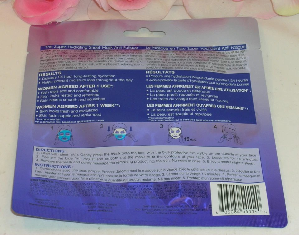 New Garnier Skinactive Moisture Bomb Sheet Mask Hydrating Anti Fatigue - Image 2 of 2