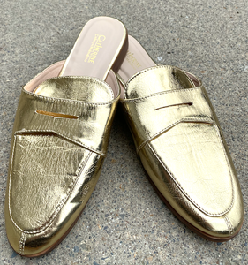 womens gold mules
