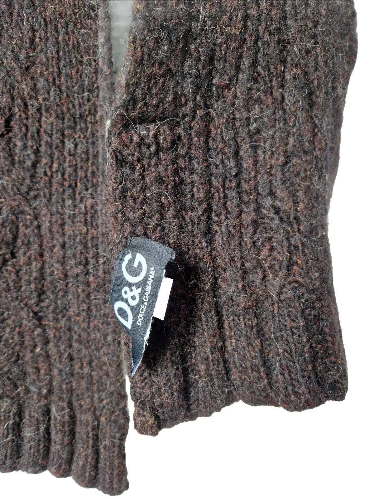 D&G Wool Scarf Brown Knitted Men's 105" Length Designer Warm Cosy Outdoors