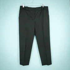 The Row Size 10 Black Crop Cropped Tapered Leg Button Zip Virgin Wool Pants
