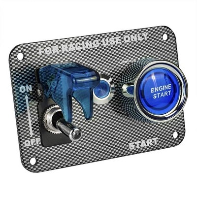 DC12V Racing Car Ignition Switch Panel Carbon Fiber Rocking Switch+Engine Sta...