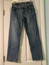 Guess Kids Jeans Size 14 Straight Leg Fit Medium Wash Denim Logo Patch