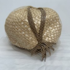 Vintage 1960 Straw Pillbox Bucket Women's Hat Netting Church Costume Union Made