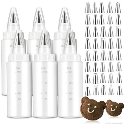 6 Pcs Piping Bottles for Icing Cookie Decorating Supplies Plastic Squeeze Bot...