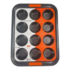 Le Creuset Muffin Tray 12 Cup Non-Stick Carbon Steel Heavy-Gauge Bakeware Orange
