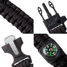 B-Outdoor Camping Survival Watch Multi Functional Bracelet Compass Rope Whistle