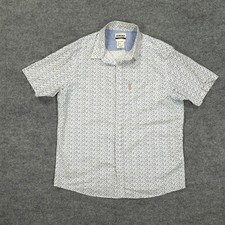 Ariat Shirt Mens Large White Blue Floral Modern Fit Short Sleeve Button Front