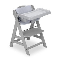 hauck Alpha Wooden High Chair with Tray and Safety Bar, Grey