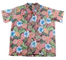 Big Kanaka Corzini Aloha Shirt Mens 2X Reverse Print Floral Made in USA Vintage