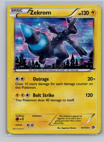 Zekrom 51/113 Holo Rare Legendary Treasures Pokemon Moderately Played