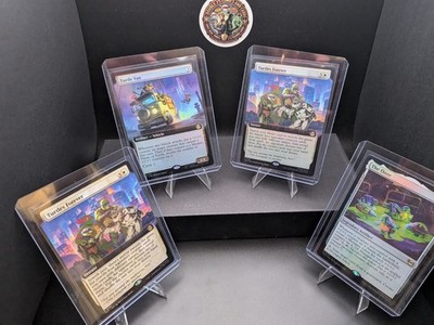MTG TMNT Borderless Foil 4-Card The Ooze/Turtles Forever/Turtle Van Near Mint +