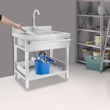 Free-standing Sink Stainless Steel Kitchen Sink 78*56*100cm for Stores, Backyard