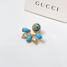 Gucci 925 crystal earring blue gold authentic rare Japan single 0512237