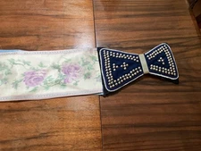 Vintage  Hair Bow With Ribbon Drops and Stamped German Silver Band