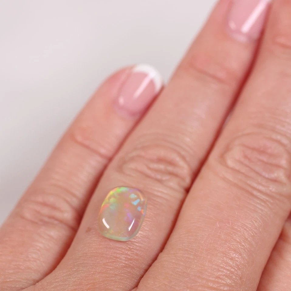2ct Natural Australian Opal, 8 x 11 x 3.3mm Loose Polished Crystal Opal - Image 3 of 4