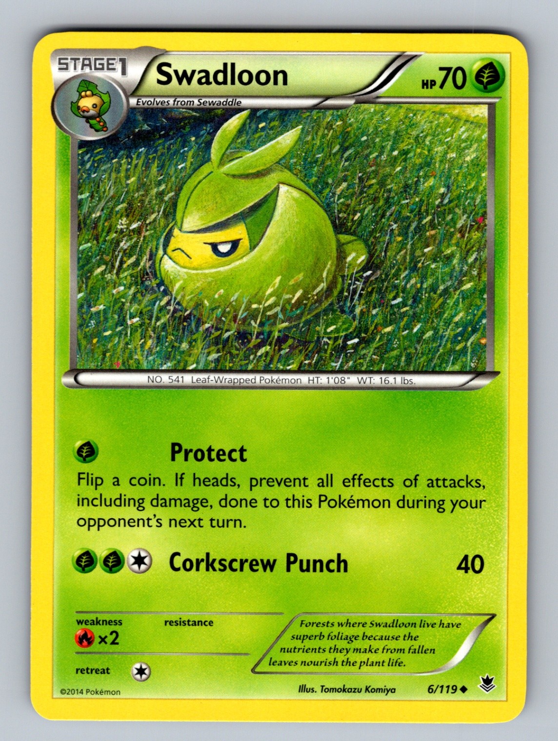 Swadloon 6/119 Uncommon XY - Phantom Forces NM - LP Pokemon TCG