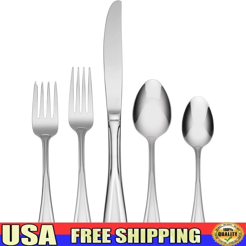 Satin Sand Dune 45 Piece Stainless Steel Flatware Set Dishwasher Safe 8 People