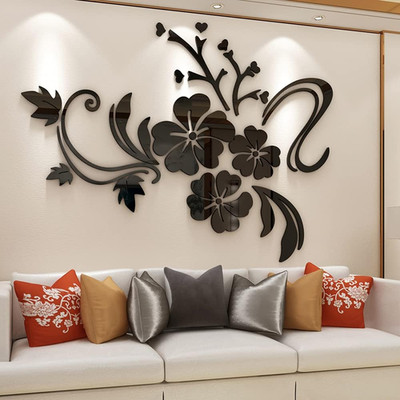 3D Wandtattoo Blumen Spiegel DIY Wandtattoo Acryl Blumenform R