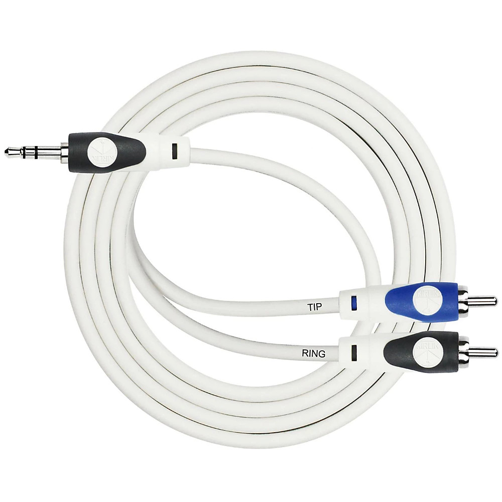 KIRLIN LightGear Y-Cable 35mm TRS Plug - 2 x RCA Plug TipRing 6 ft White 3390₽