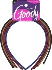 Goody Ouchless Shoestring Headbands, 5 Ct, Assorted Colors, Stylish 