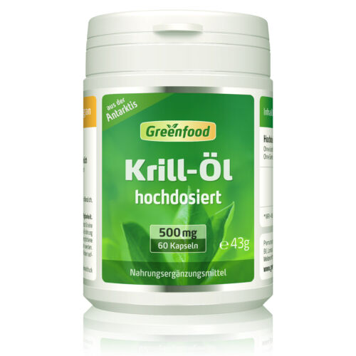 Greenfood Krill-Öl, 500 mg, 180 Kapseln, hochdosiert. Softgel-Kapseln. - Bild 1 von 1