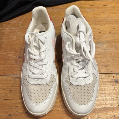 VEJA CAMPO CHROMEFREE LEATHER SNEAKERS Extra White/Petale Rose Sz