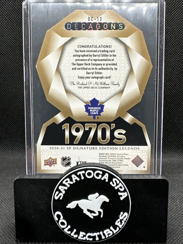 2020-21 Upper Deck SP Legends  #DC-13 Darryl Sittler Decagons Gold Auto Leafs - Image 3 of 4