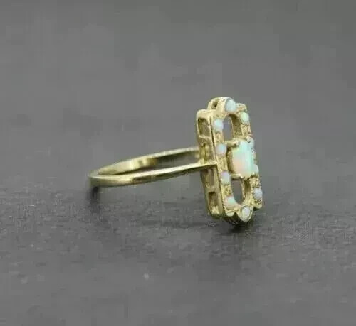 Engagement Ring 1.20Ct Oval Lab Created Fire Opal 14K Yellow Gold Plated Silver - Picture 4 of 5