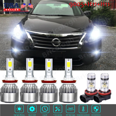 For 2007-2018 Nissan Altima LED Headlamp Hi/Low+Fog light bulbs Combo Kit 6000K