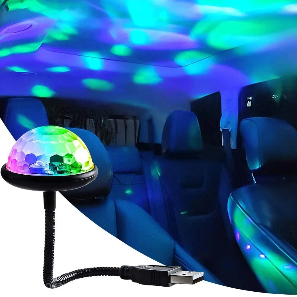 RGB USB Mini Disco Ball Lights Car Atmosphere Decor Lamp Light