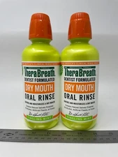 2 PK TheraBreath Professional Dry Mouth Oral Rinse Tingling Mint 16 OZ EXP 1/24