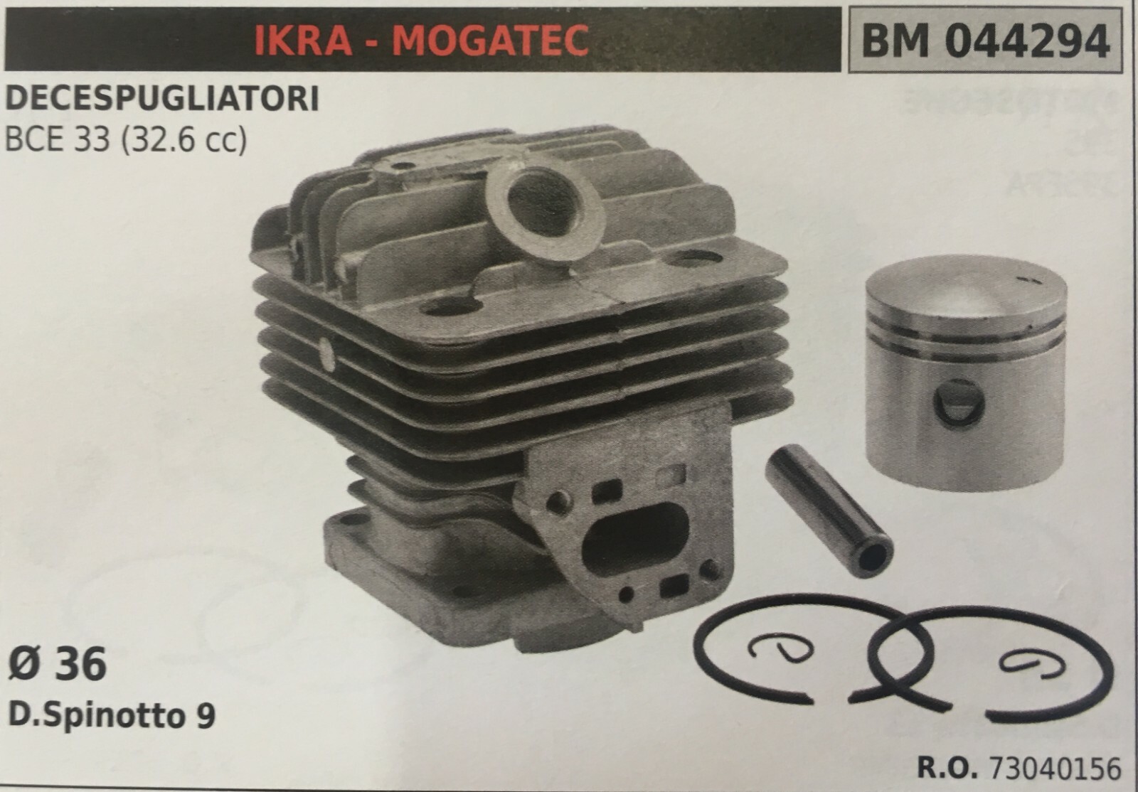 Kit Riparazione Motore Ikra Mogatec Brumar BM044294 | Cilindro e Pistone
