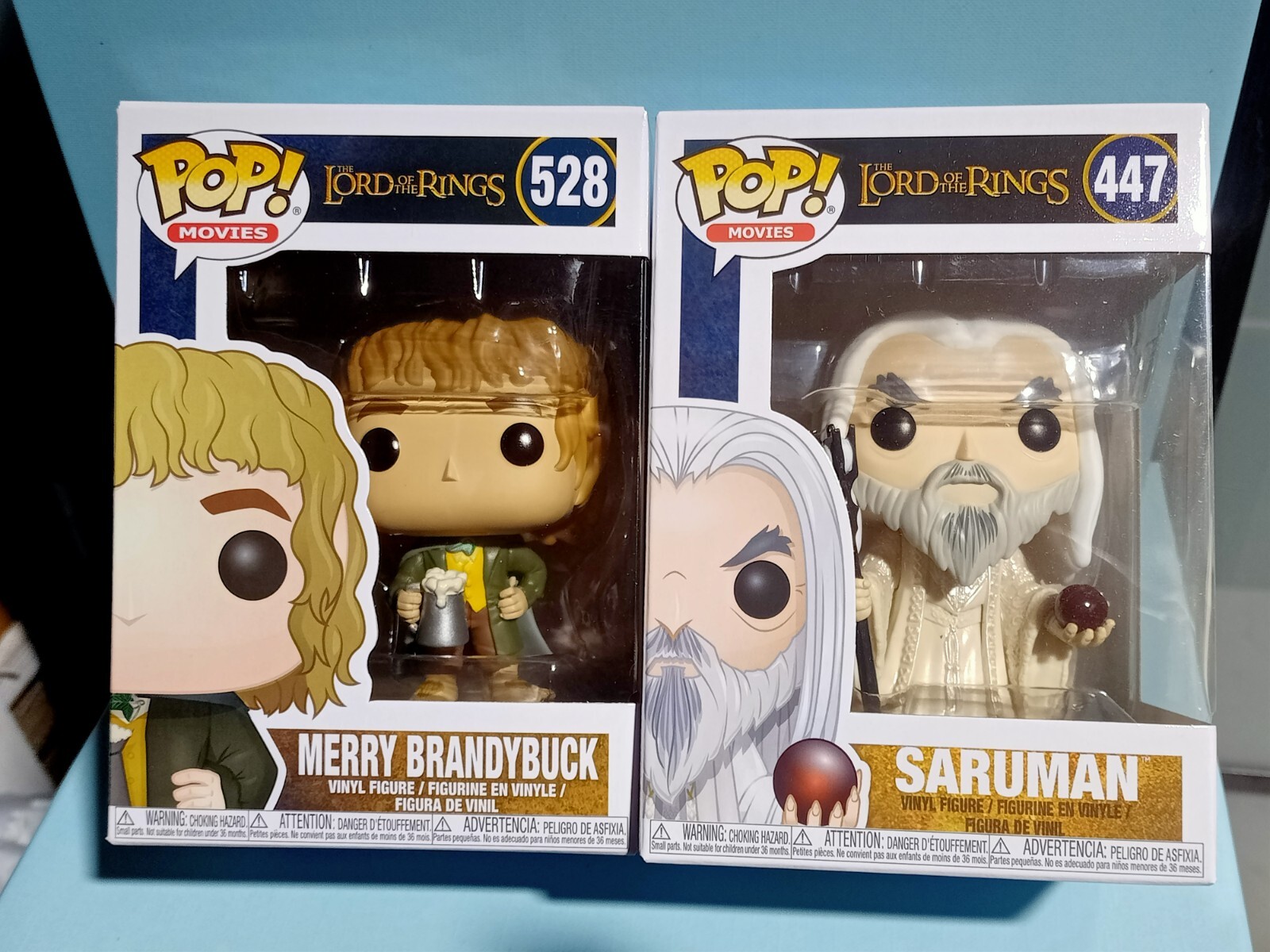 Funko POP Lord of the Rings figurine vinyle Merry Brandybuck et Saruman lot de collection