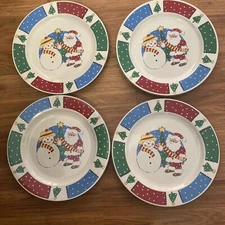 4) Dinner Tienshan Stoneware Snow Follies Dinner Plates