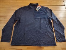 G.H. Bass  CO Men's Mixed Media 1/4 Zip Fleece Lined Sweater Top Blue, Size 2XL