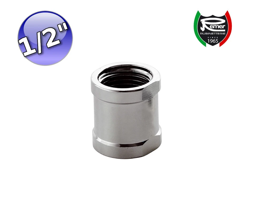 REMER Manicotto raccordo in ottone cromato FF - 1/2''