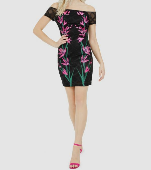 guess floral bodycon dress $128 Women's Black Off The Shoulder Mini Size 14 Whether you want a nz_tree_clothing_dresses_midi_dresses Slipdress Maxi Dresses for Color:IVORY/BLACK