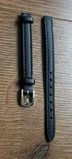 8mm VINTAGE REAL CALF LEATHER APOLLO STITCHED BLACK WATCH STRAP SILVER BUCKLE