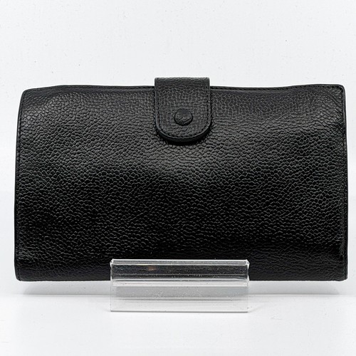 CHANEL Coco Mark Round Zipper Caviar Skin Long Wallet Black Authentic - 第 4/18 張圖片