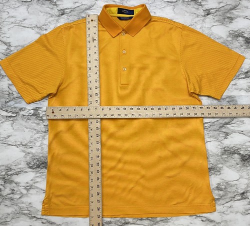 CALLAWAY Collection Mens Golf Polo Shirt M Orange Yellow Striped Short Sleeve - Picture 7 of 9