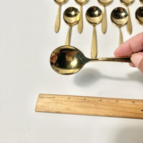 Dirilyte Dirigold Empress Round Soup Cream Spoon Used Set Of 10 - Picture 3 of 5