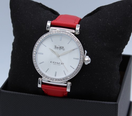 NEW AUTHENTIC COACH GRAND MADISON SILVER RED CRYSTALS WOMEN'S 14503869 WATCH - Picture 7 of 10