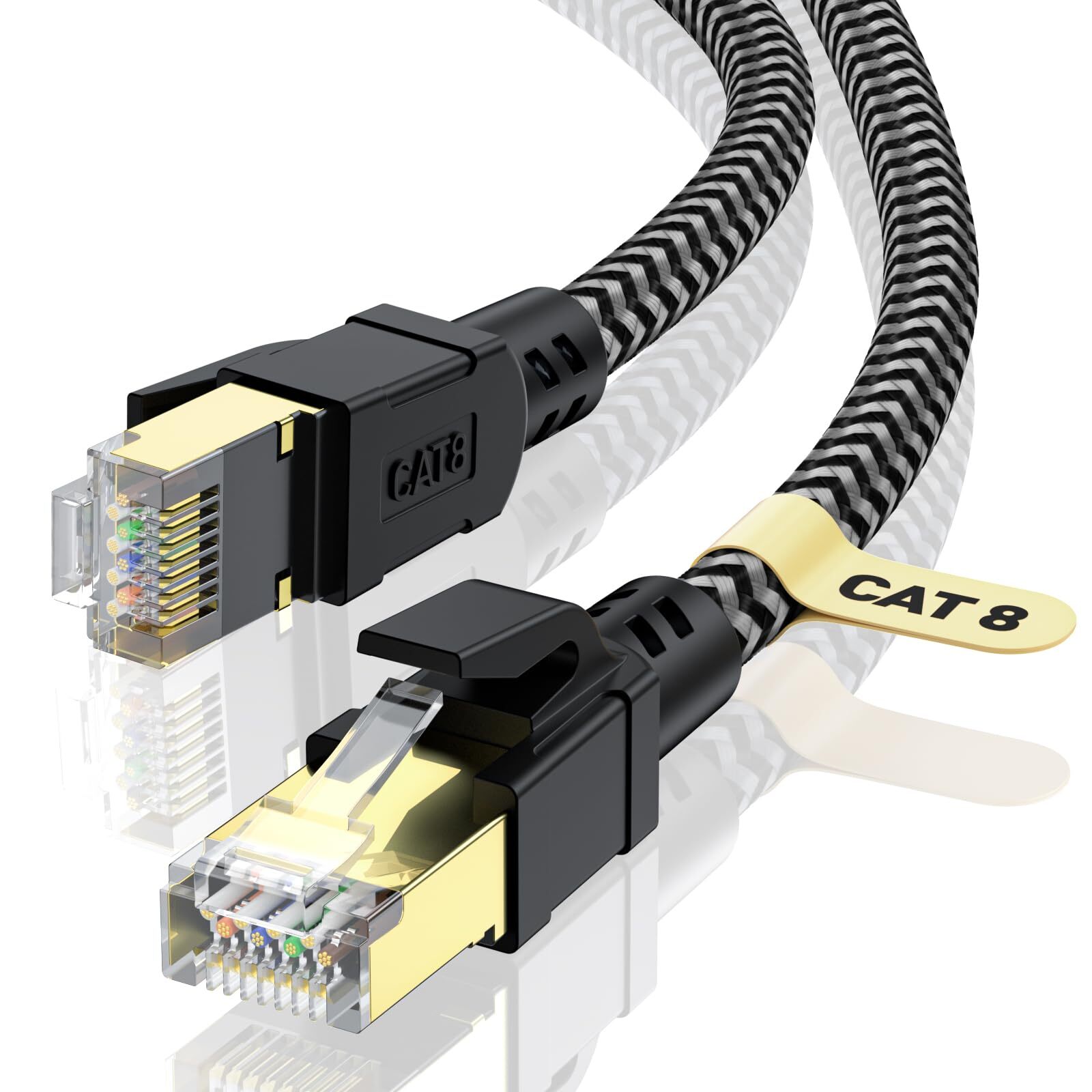 High-Speed Cat 8 Ethernet Cable 10FT Braided Network Cord for Gaming & Streaming-image